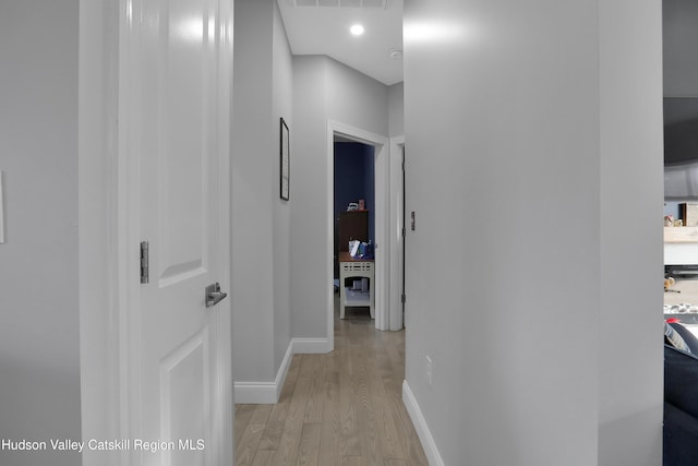 hallway featuring light wood-type flooring