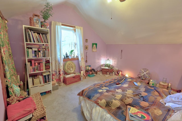 568 State Route 145, Middleburgh, NY 12122 - bedroom with carpet floors, vaulted ceiling, and ceiling fan
