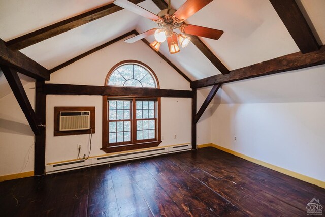 21 Cemetery Rd, New Lebanon, NY 12125 - additional living space featuring a baseboard heating unit, a wall unit AC, a ceiling fan, hardwood / wood-style flooring, and baseboards