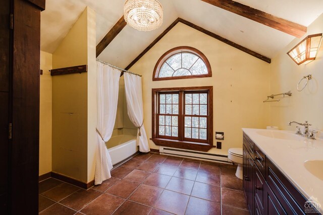 21 Cemetery Rd, New Lebanon, NY 12125 - spare room featuring radiator, hardwood / wood-style flooring, beamed ceiling, a ceiling fan, and baseboards