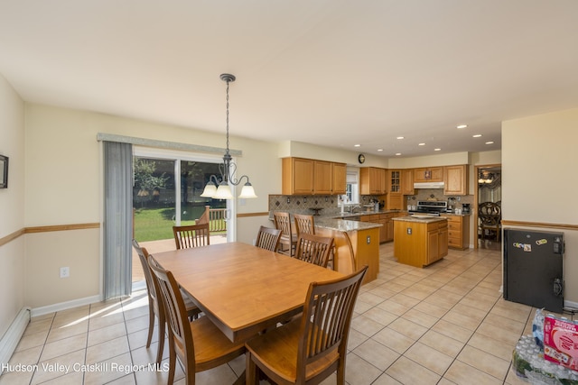 368 Gahbauer Rd, Hudson, NY 12534 - dining area featuring light tile patterned flooring, recessed lighting, and a baseboard radiator