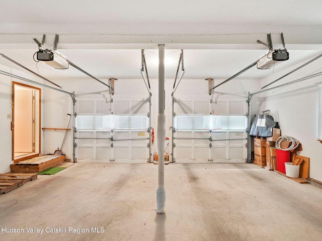 garage with a garage door opener