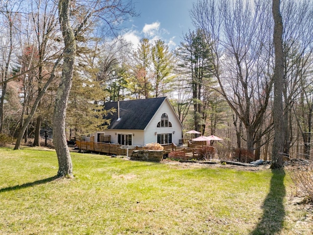 53 Snyder Pond Rd, Copake, NY 12516 - back of house with a wooden deck and a yard