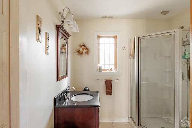 53 Snyder Pond Rd, Copake, NY 12516 - bathroom featuring vanity, a shower stall, and tile patterned flooring