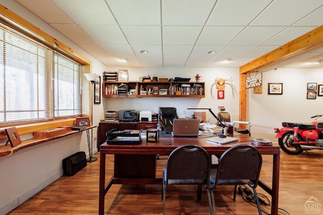 53 Snyder Pond Rd, Copake, NY 12516 - home office with a paneled ceiling and wood finished floors