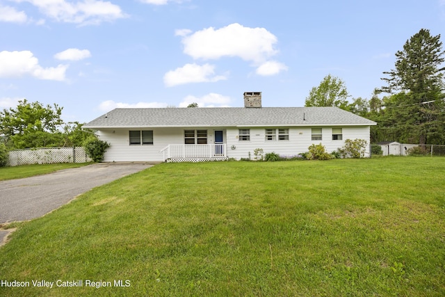 118 Yonderview Rd, Hillsdale, NY 12529 - single story home with a porch, asphalt driveway, and a chimney