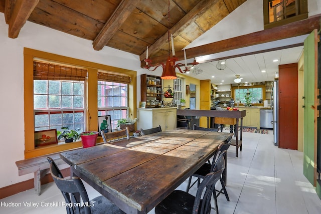 16-26 Shultis Brook Rd, Bearsville, NY 12409 - dining area featuring wooden ceiling and recessed lighting
