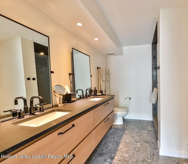 10 Enclave N Dr Unit 106, Windham, NY 12496 - full bath with double vanity, a shower, and recessed lighting