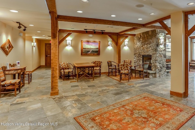 10 Enclave N Dr Unit 106, Windham, NY 12496 - lobby with recessed lighting and beamed ceiling