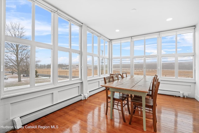 5868 Rte 209, Rochester, NY 12446 - sunroom / solarium featuring a baseboard radiator, hardwood / wood-style flooring, healthy amount of natural light, and recessed lighting