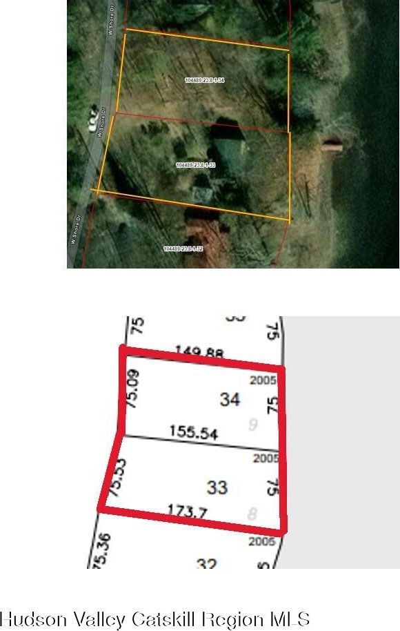 192 W Shore Dr, Valatie, NY 12184 - aerial view of property's location with property parcel outlined