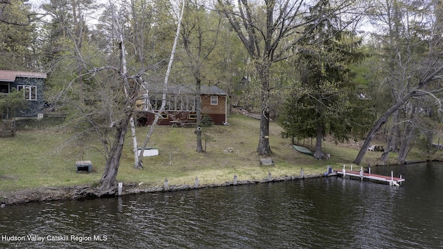 192 W Shore Dr, Valatie, NY 12184 - dock with a water view and a lawn