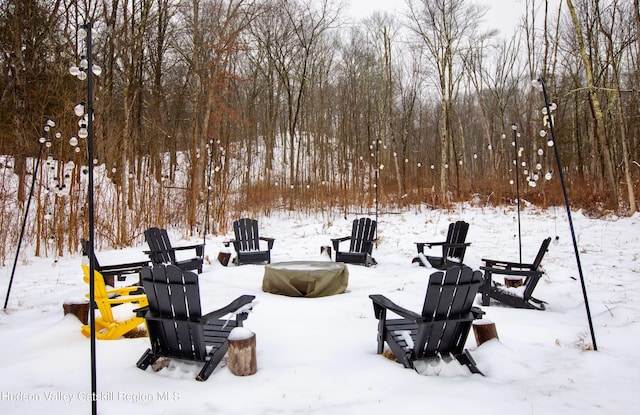 view of yard covered in snow