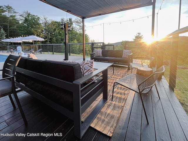 60 Leon Ln, Stony Creek, NY 12878 - wooden deck featuring an outdoor living space