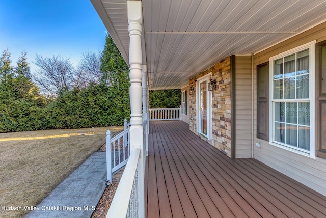 deck featuring a porch