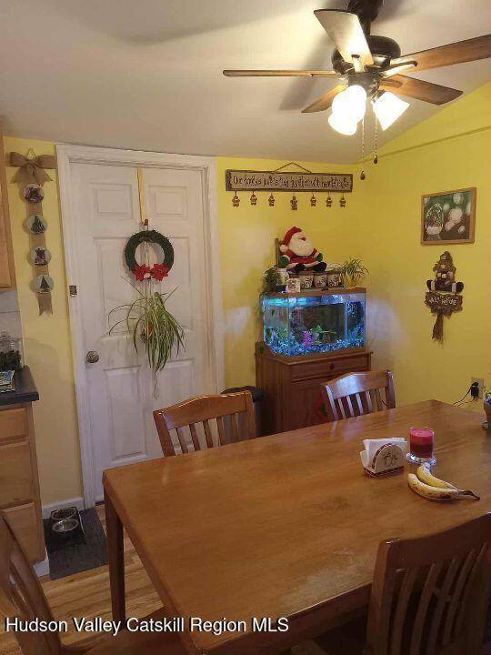 2 Plattekill Dr, Mount Marion, NY 12456 - dining space with a ceiling fan and vaulted ceiling