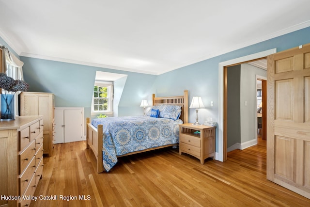 242 N Manor Ave, Kingston, NY 12401 - bedroom featuring light wood-type flooring, ornamental molding, and baseboards