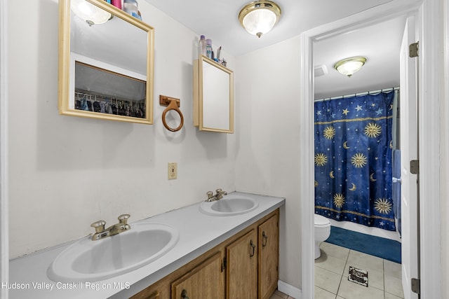 252 Ruby Rd, Kingston, NY 12401 - bathroom featuring toilet, double vanity, a sink, and a shower with curtain