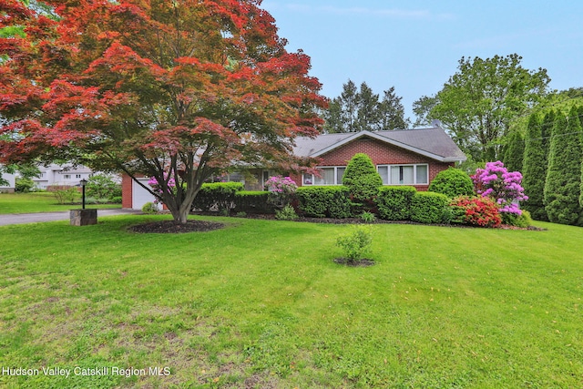 12 Roming Ln, Saugerties, NY 12477 - view of front of property with a front yard and brick siding