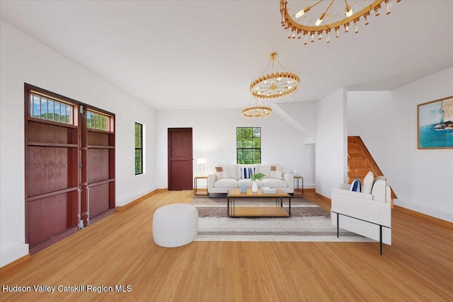 274 Bald Mountain Rd, Brunswick, NY 12180 - living area with a chandelier and wood finished floors