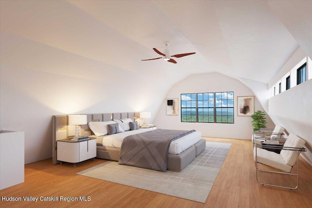 274 Bald Mountain Rd, Brunswick, NY 12180 - bedroom with vaulted ceiling, wood finished floors, and ceiling fan
