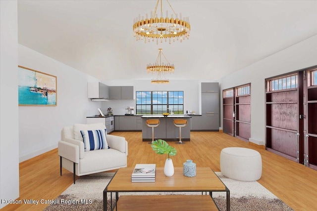 274 Bald Mountain Rd, Brunswick, NY 12180 - living area with a chandelier and light wood finished floors