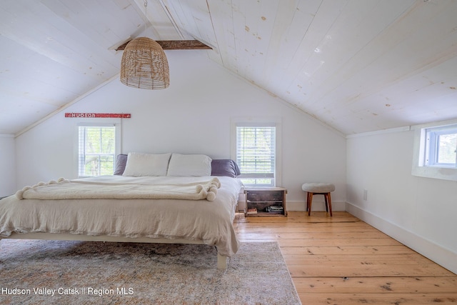 84 Old Rte 82, Hudson, NY 12534 - bedroom with wood-type flooring, vaulted ceiling, and baseboards