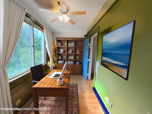 65 Bluebird Ln, Andes, NY 13731 - office space with a ceiling fan and light wood-type flooring