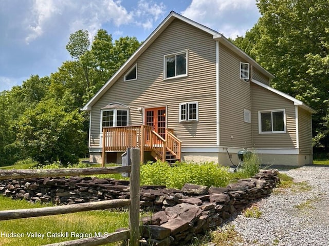 65 Bluebird Ln, Andes, NY 13731 - rear view of house with a wooden deck and french doors