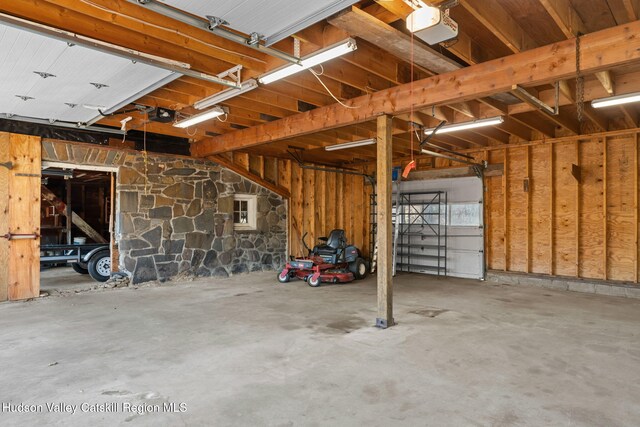 garage with a garage door opener