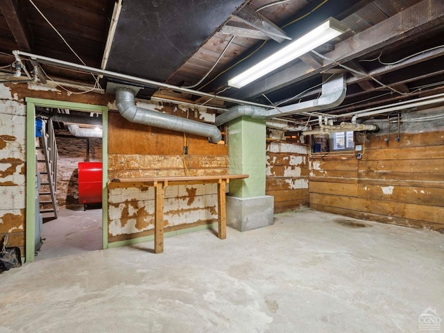 basement featuring oil tank