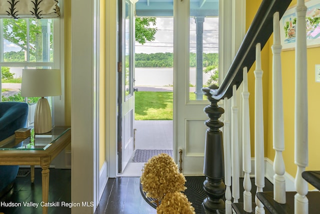 28 Riverview St, Stuyvesant, NY 12173 - foyer entrance with a water view and stairs