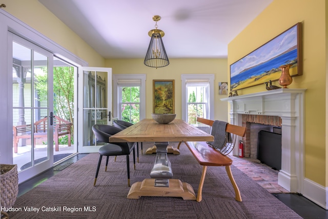 28 Riverview St, Stuyvesant, NY 12173 - dining space with a brick fireplace