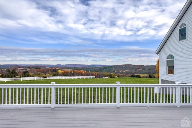 237 Christian Hill Rd, Cooperstown, NY 13326 - wooden terrace featuring a mountain view