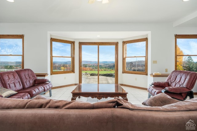 237 Christian Hill Rd, Cooperstown, NY 13326 - living room with light tile patterned floors, healthy amount of natural light, baseboards, and recessed lighting