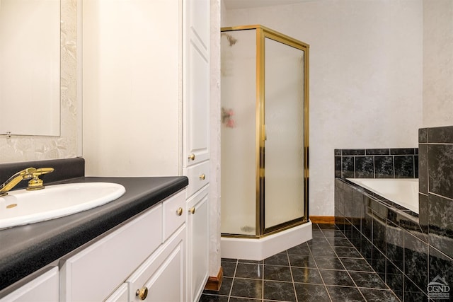 237 Christian Hill Rd, Cooperstown, NY 13326 - full bathroom featuring a stall shower, vanity, tile patterned floors, and a garden tub