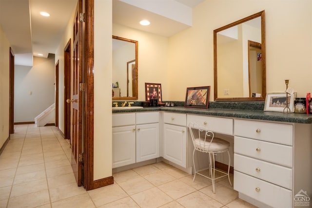 237 Christian Hill Rd, Cooperstown, NY 13326 - bathroom with tile patterned flooring, vanity, and recessed lighting