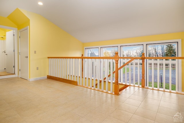 237 Christian Hill Rd, Cooperstown, NY 13326 - tiled spare room with vaulted ceiling, baseboards, and recessed lighting