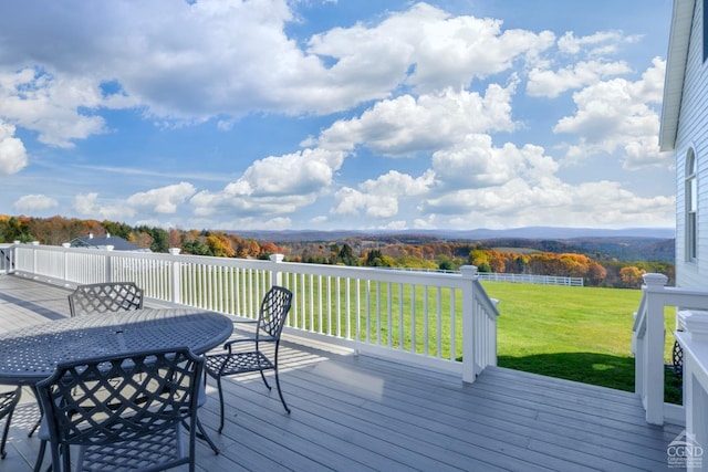 237 Christian Hill Rd, Cooperstown, NY 13326 - wooden terrace featuring a yard and outdoor dining space