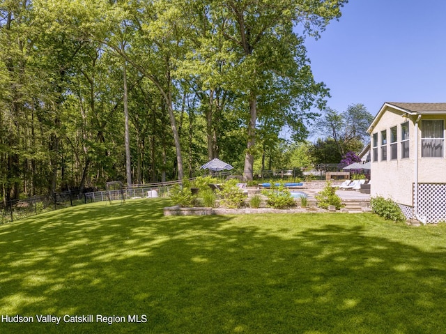 view of yard with a fenced backyard