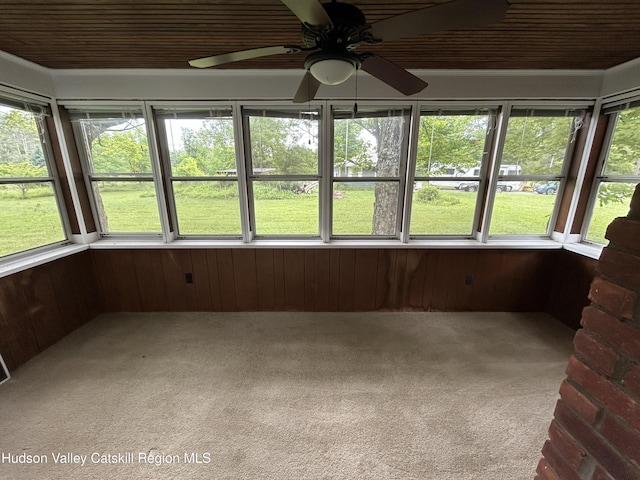 969 Blue Mountain Rd, Saugerties, NY 12477 - unfurnished sunroom with carpet and wooden walls