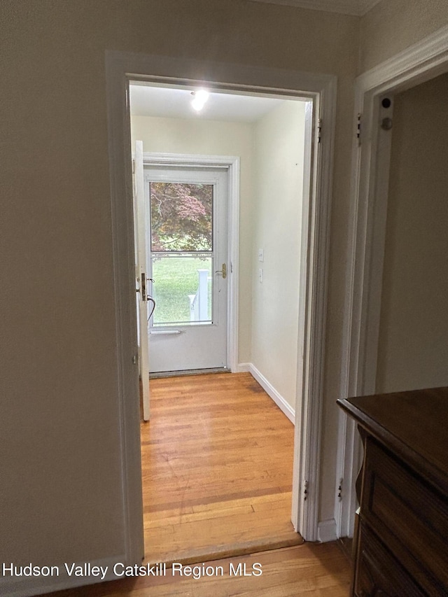 969 Blue Mountain Rd, Saugerties, NY 12477 - doorway to outside with light wood-style floors and baseboards