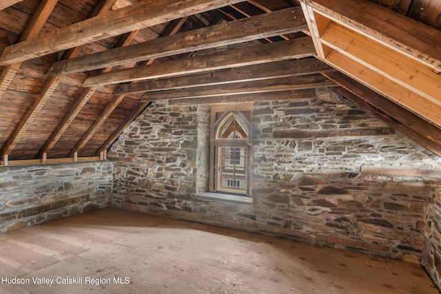 view of unfinished attic