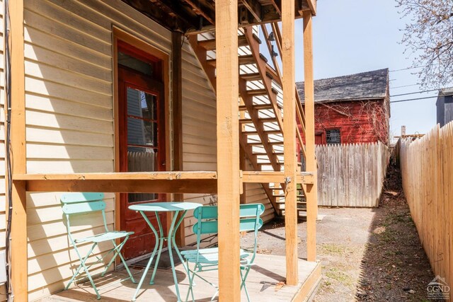 550-552 Columbia St, Hudson, NY 12534 - deck with stairs and fence