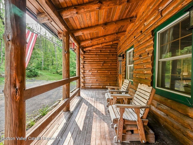 deck with covered porch