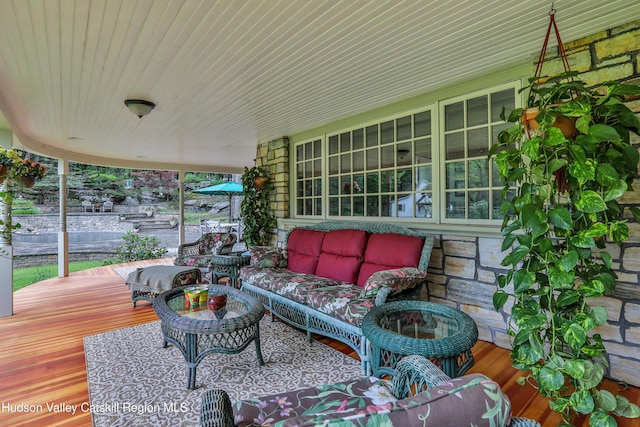 465 High Point Mountain Rd, West Shokan, NY 12494 - wooden terrace with an outdoor living space