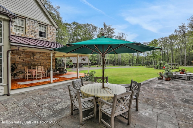 465 High Point Mountain Rd, West Shokan, NY 12494 - view of patio with outdoor dining space and a deck