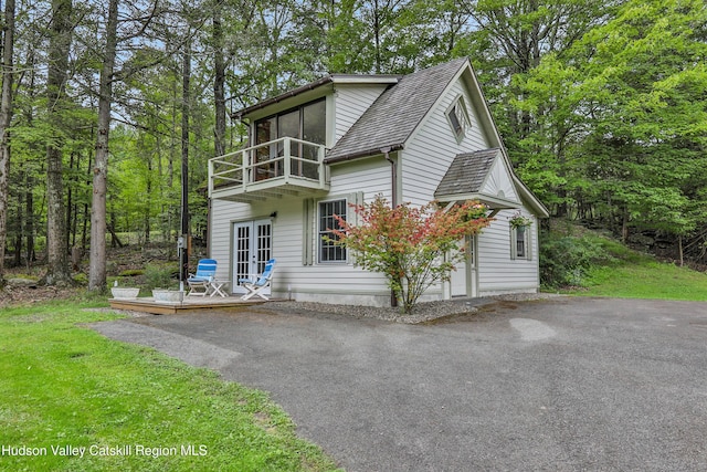 465 High Point Mountain Rd, West Shokan, NY 12494 - view of front of property featuring french doors, a deck, and a balcony
