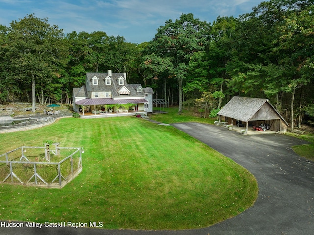 465 High Point Mountain Rd, West Shokan, NY 12494 - view of front of property with a front lawn, driveway, a detached carport, and a porch