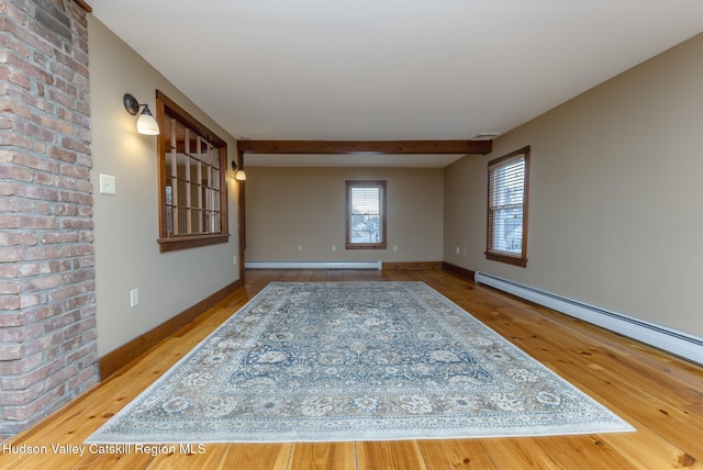 spare room featuring light hardwood / wood-style floors and baseboard heating